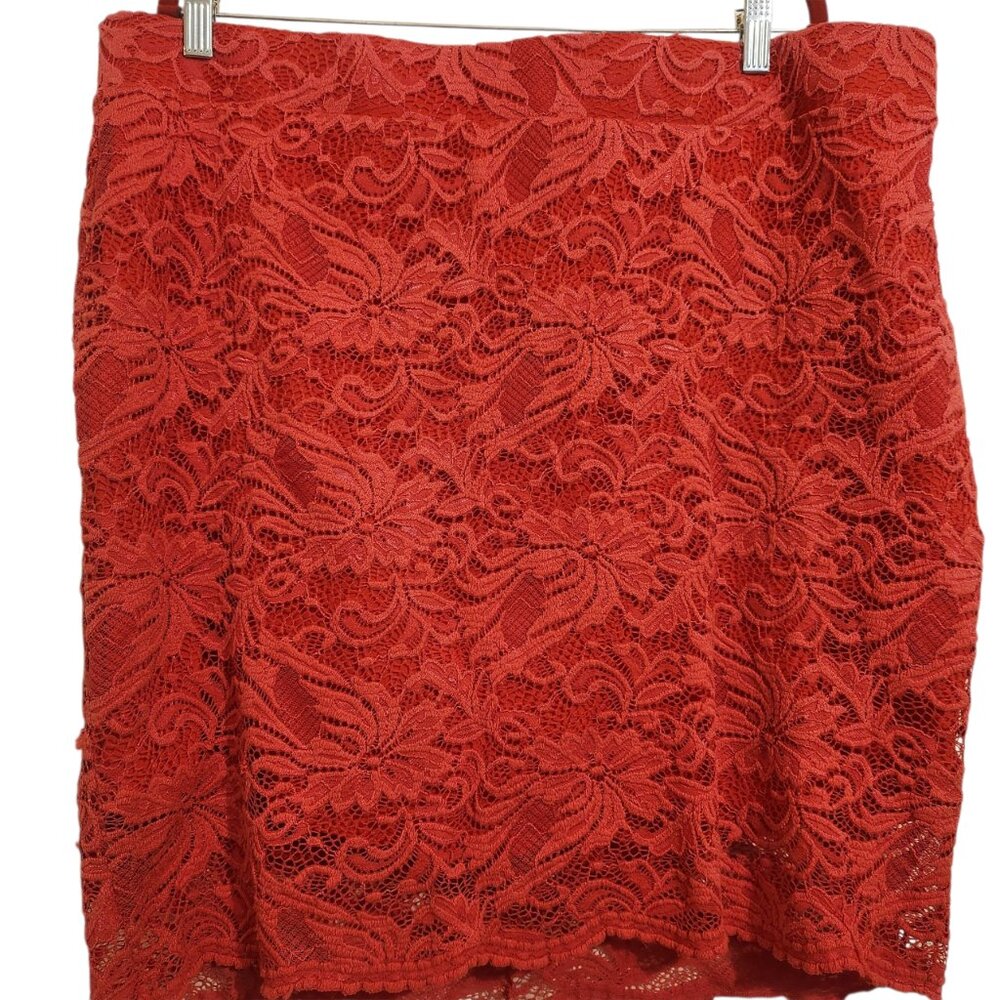 Torrid Coral Lace Pencil Knee Length Skirt Size 3 (3X) - Picture 4 of 7